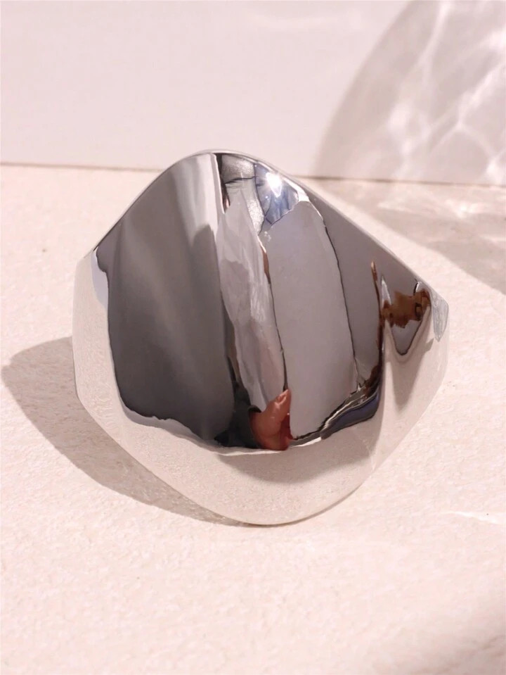 Exaggerated Wide Geometric Bracelets Sliver Color Asymmetrical Chunky Jewelry Autumn Winter Stacking Wear Fashionable Punk Spring Open Bangle For Women Men | SHEIN