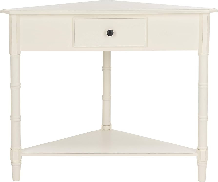 SAFAVIEH Home Collection – Gomez Distressed Cream Corner Accent Table with Drawer & Shelf, Spac... | Amazon (US)