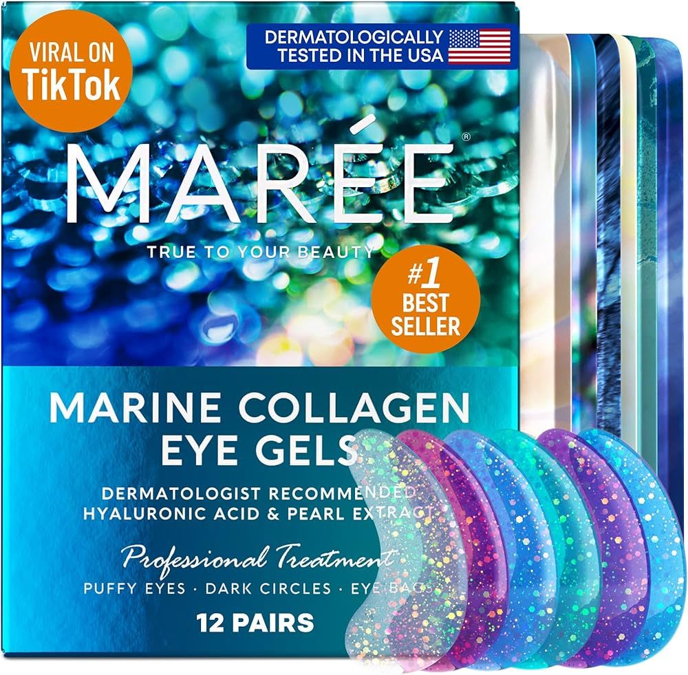 MAREE Eye Gels - Under Eye Gels for Puffy Eyes and Dark Circles with Natural Marine Collagen & Hy... | Amazon (US)