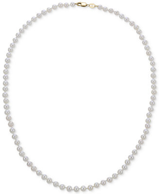 Macy's Cultured Freshwater Pearl (4-4-1/2mm) Strand Necklace 18" in 10k Yellow Gold - Macy's | Macy's