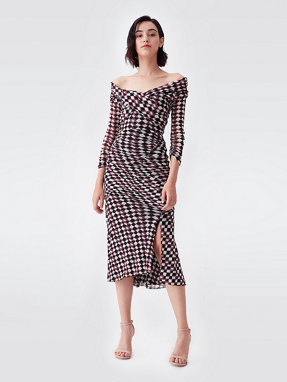 Ganesa Ruched Mesh Dress | Diane von Furstenberg US - Dynamic