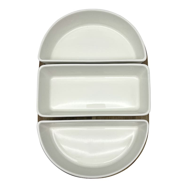 Ceramic Bowl with Wooden Tray Set | At Home