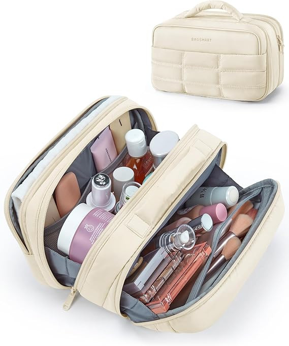 BAGSMART Toiletry Bag for Women, Travel Makeup Bag, Wide-open Portable Make Up Bag Organizer for ... | Amazon (US)