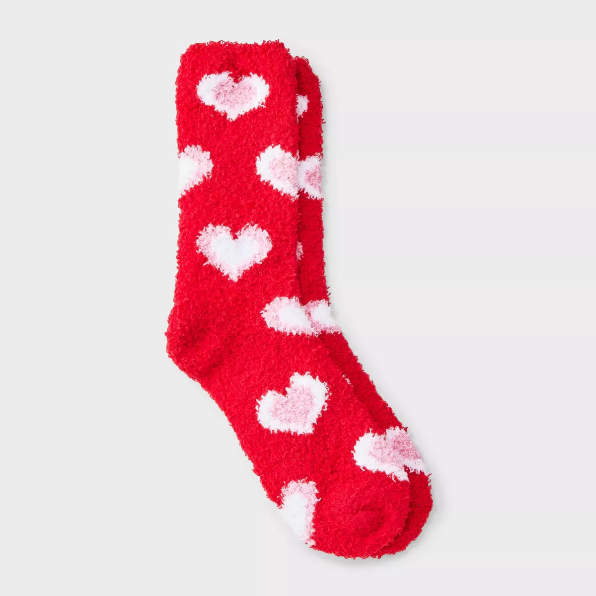 Women's Concentric Hearts Valentine's Day Cozy Crew Socks - Red/White/Pink 4-10 | Target