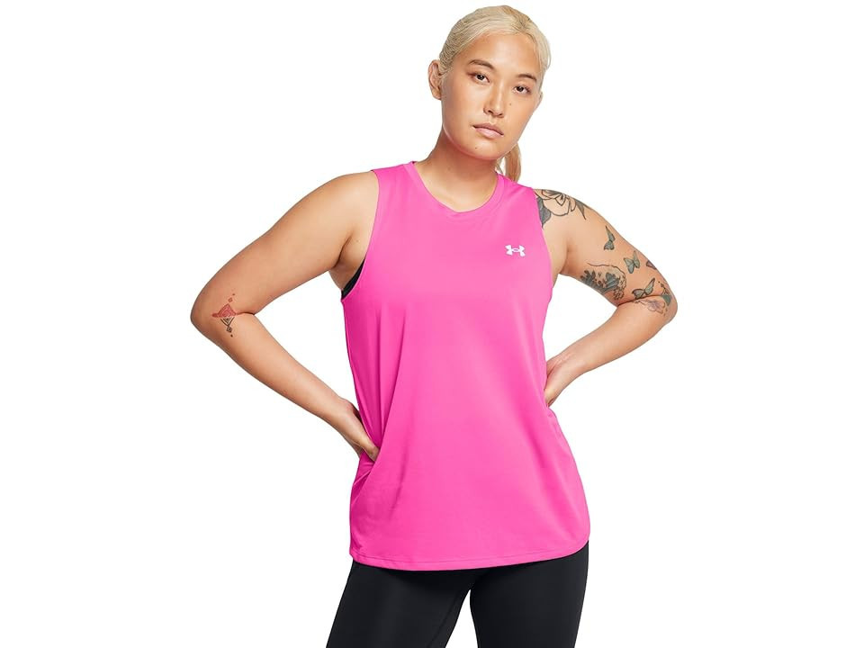 Under Armour Tech Tank Top Solid Women's Clothing Rebel Pink/White : MD (US 8-10), Polyester | Zappos