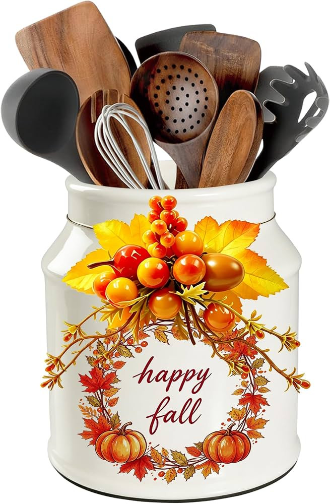 Fall Kitchen Decor, Fall Ceramics Utensil Holder | Amazon (US)
