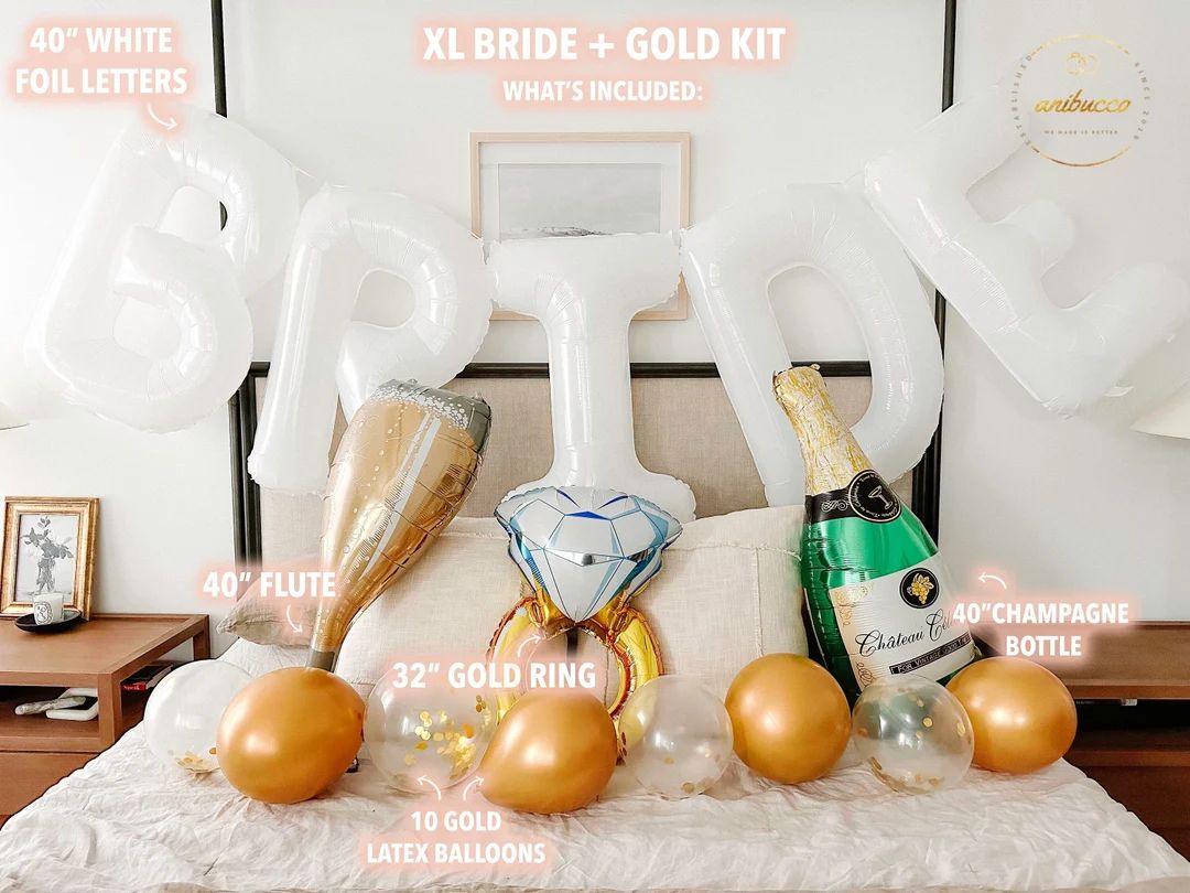 White XL BRIDE Bachelorette Party Balloons Jumbo Letters Bach Decorations Bridal Shower Bride Dec... | Etsy (US)