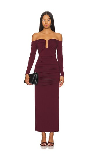 x REVOLVE Raelynn Slinky Midi Dress in Mulberry Wine | Revolve Clothing (Global)