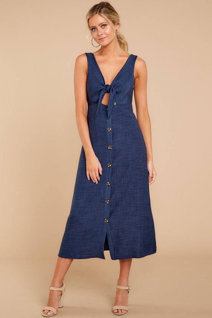 We Should Be Together Navy Midi Dress | Red Dress 