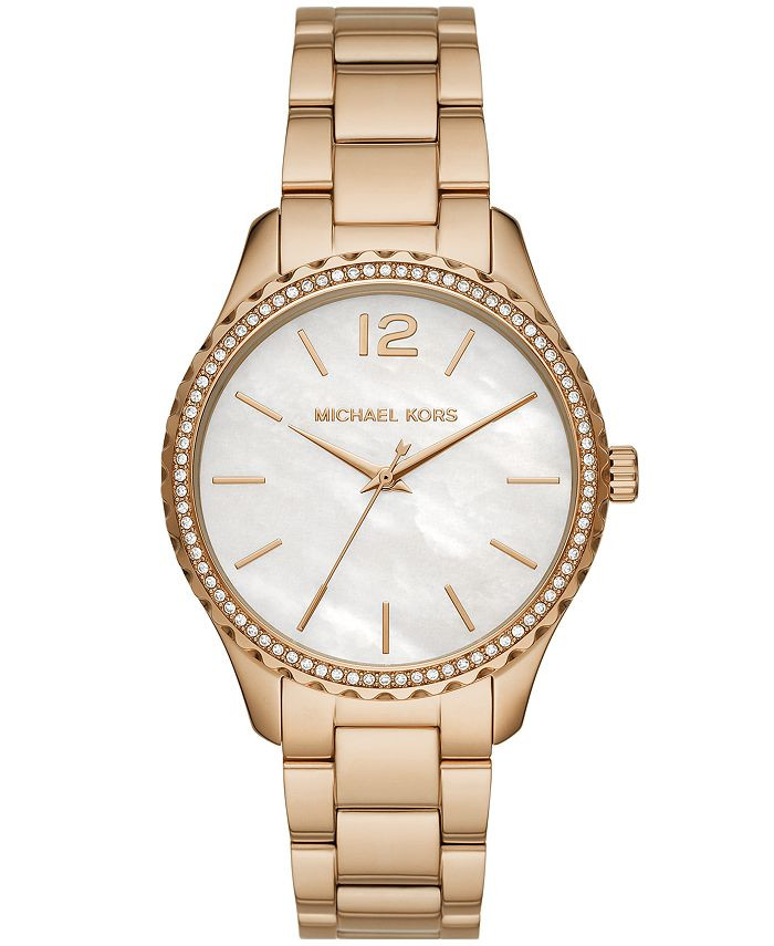 Michael Kors Layton Three-Hand Gold-Tone Stainless Steel Watch & Reviews - Macy's | Macys (US)