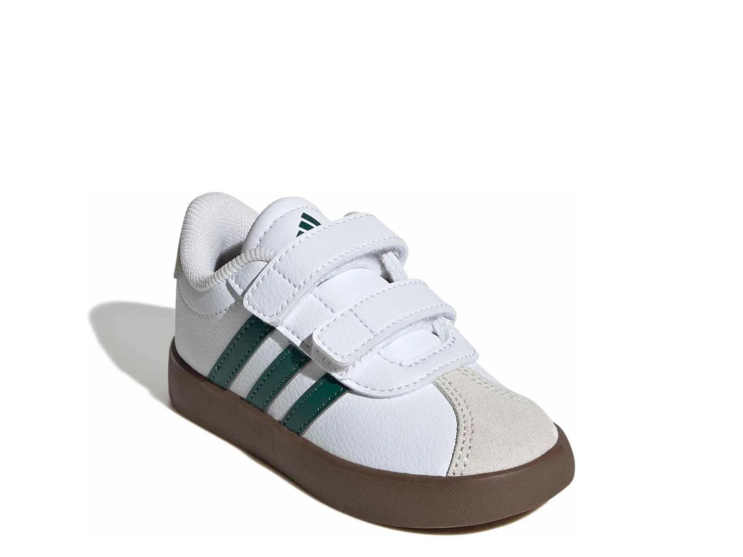 adidas VL Court 3.0 Sneaker Kids' | Boy's | White/Green | Size 7.5 Toddler | Sneakers | DSW
