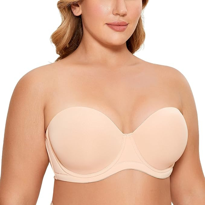 DELIMIRA Women's Underwire Contour Multiway Full Coverage Strapless Bra Plus Size | Amazon (US)