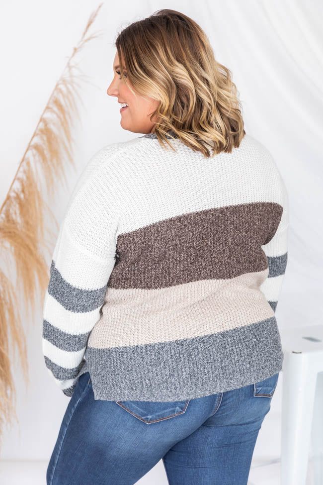 Have A Good Time Striped Sweater Brown FINAL SALE | The Pink Lily Boutique
