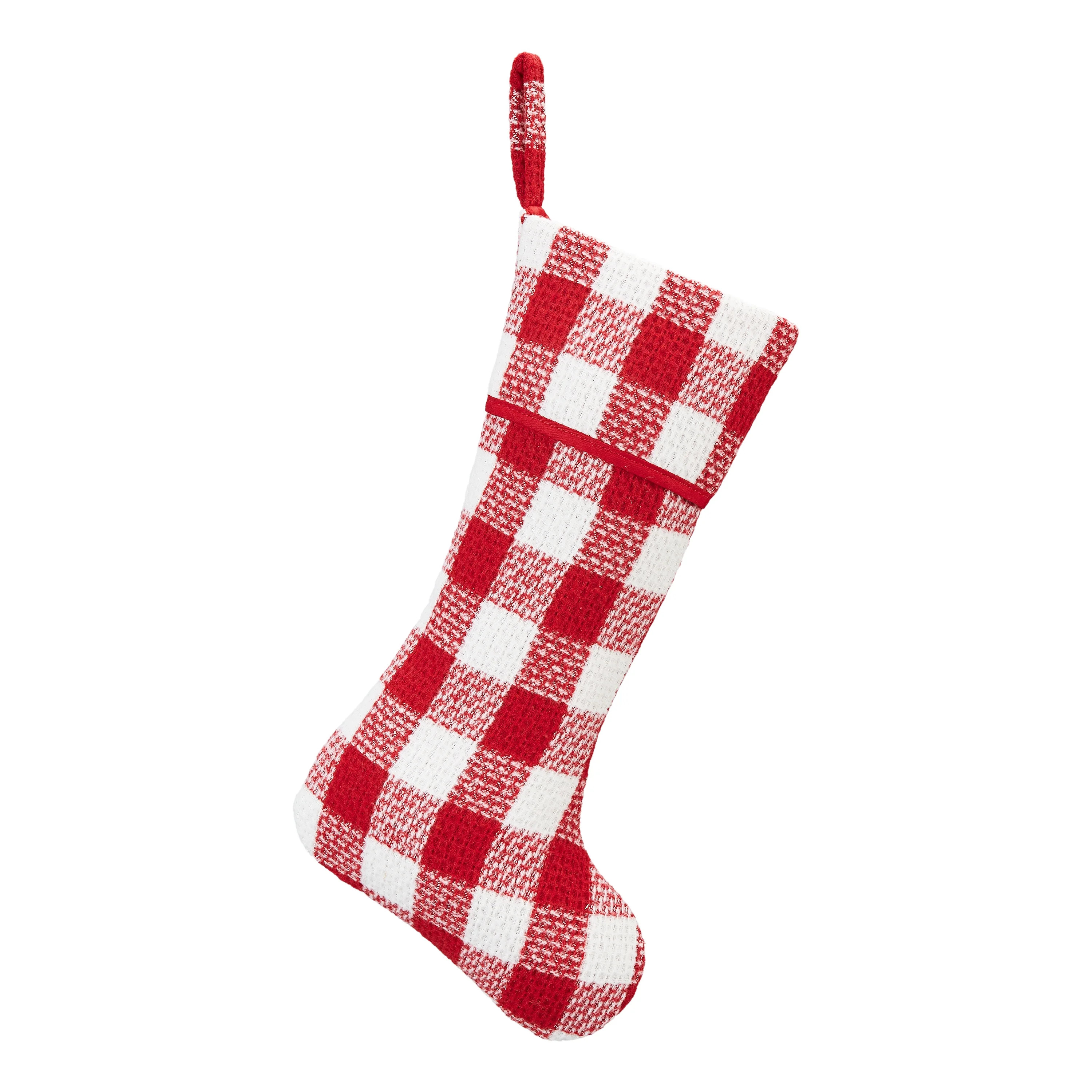 Holiday Time Red and White Buffalo Check Christmas Stocking, 20" | Walmart (US)