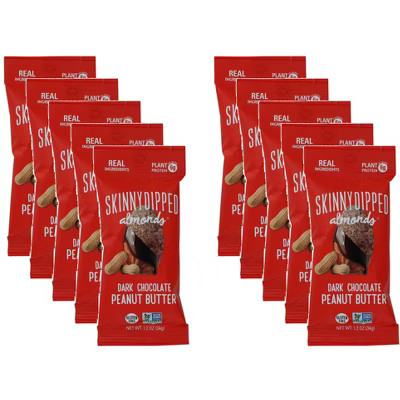 SkinnyDipped Almonds Dark Chocolate Peanut Butter - Case of 10 - 1.2 oz | Target