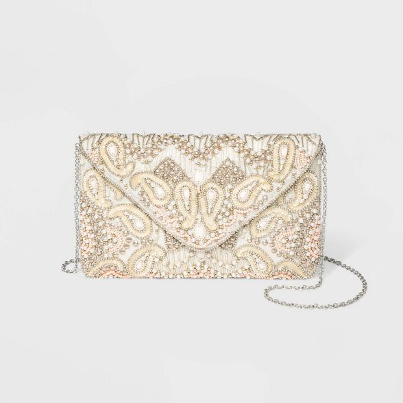 Estee & Lilly Bead And Pearl Envelope Clutch | Target