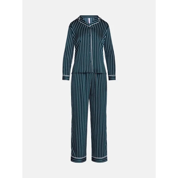Joyspun Women’s Stretch Satin Sleep Top and Pants, 2-Piece Set, Sizes XS to 3X | Walmart (US)