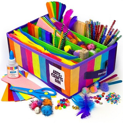 Dan&Darci Arts and Crafts Bin – 500+ Piece DIY Craft Kit with Feathers, Pom Poms, Pipe Cleaners, and More | Target