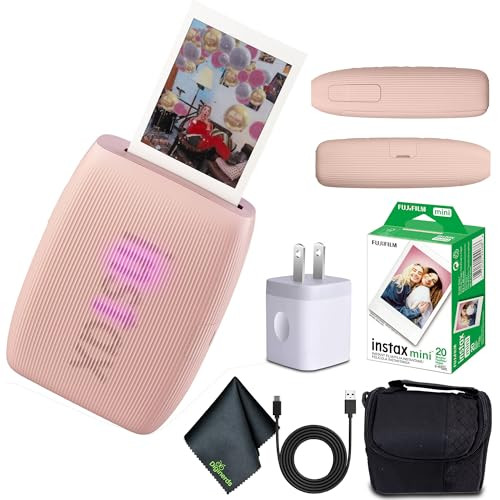 Fujifilm INSTAX Mini Link 3 Smartphone Printer (Rose Pink) + Travel Bag Small INSTAX Mini Instant Film (20 Sheets) + USB Power Charging Adapter + Diginerds Microfiber Cleaning Cloth | Amazon (US)