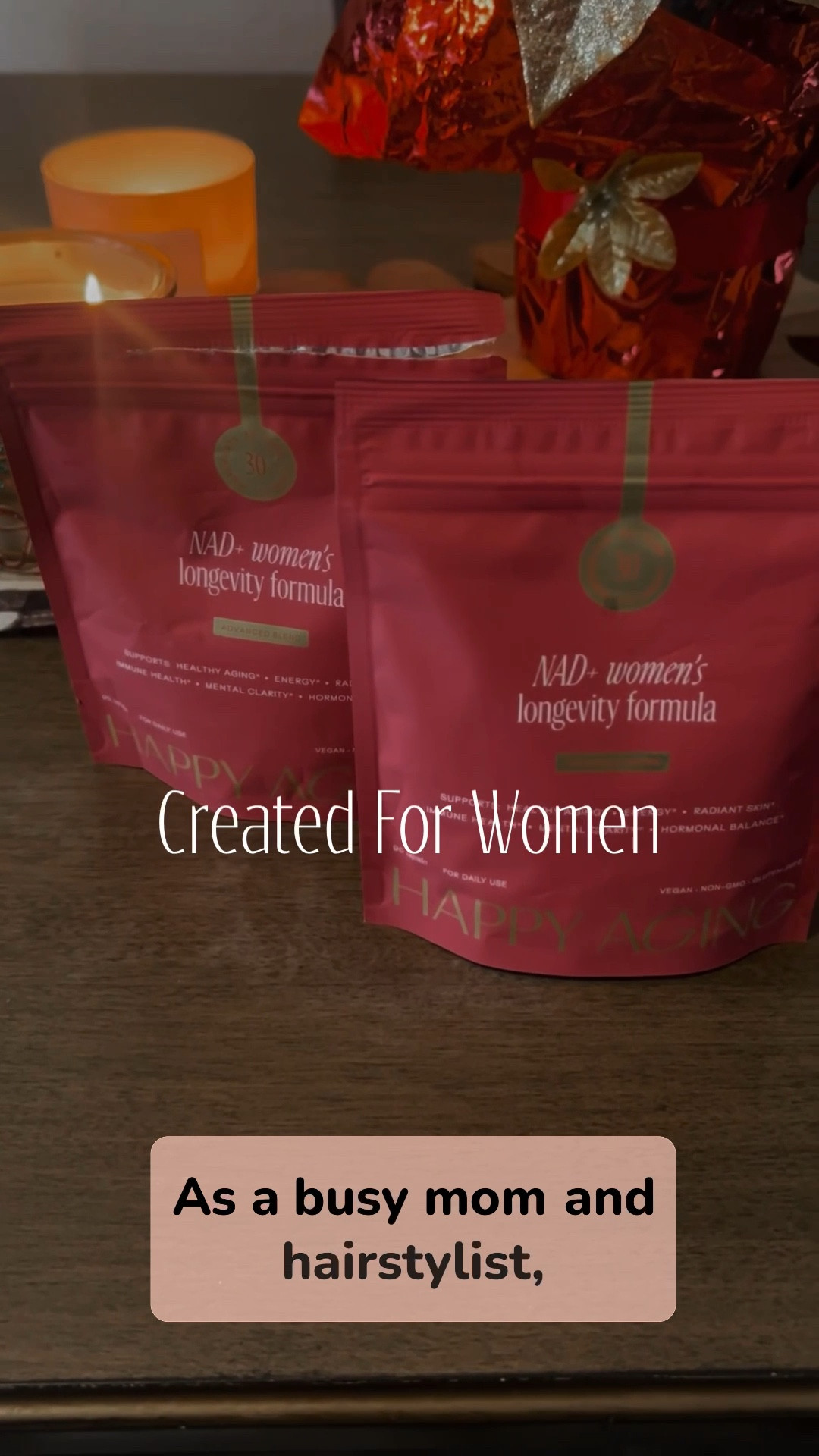 I’ve had a lot on my plate lately, I’m a busy, single mom talking care of my daughter who was recently diagnosed with a medical condition, all while losing my sister to cancer two years ago.  Add in hormones and turning 50, it felt like I just couldn’t keep up. I didn’t feel vibrant and energetic like I used to. My brain was foggy, I was exhausted and wow, it really showed., my skin looked dull and lifeless. 
I was introduced to Happy Aging NAD+ Women’s longevity formula and my whole world changed. In just 2 short weeks,  I could feel it and see it! I felt so refreshed!
✨NAD+  is an essential coenzyme found in every living cell of the body that is critical for overall cellular health and function. 
✨As we age, NAD+ levels decrease, causing fatigue, dull skin, collagen loss, lower mental clarity and hormone imbalance. 
✨Happy Aging NAD+ formula is science backed by Harvard trained longevity experts. 
✨Other NAD+ supplements are not made for women. This formula is designed exclusively for women. Naturally formulated with 30 bioactive ingredients across 6 synergistic blends, it supports cellular renewal. 
✨What’s even better?  It’s Vegan, Non-GMO, and Gluten-free. 
Need I say more? Ladies, if you haven’t felt your best and want to feel vibrant again, this is your sign! 

#LTKOver40 #LTKBeauty #LTKselfcare