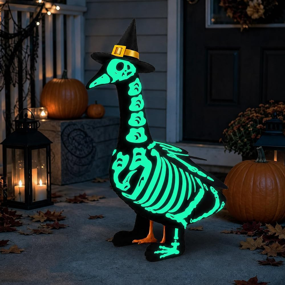 Halloween Porch Goose Outfits Skeleton Glows in the Dark for Outdoor Decor | Amazon (US)