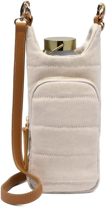 Original HydroBag | Quilted Water Bottle Holder with Strap | Tote Bottle Carrier Crossbody Bag wi... | Amazon (US)