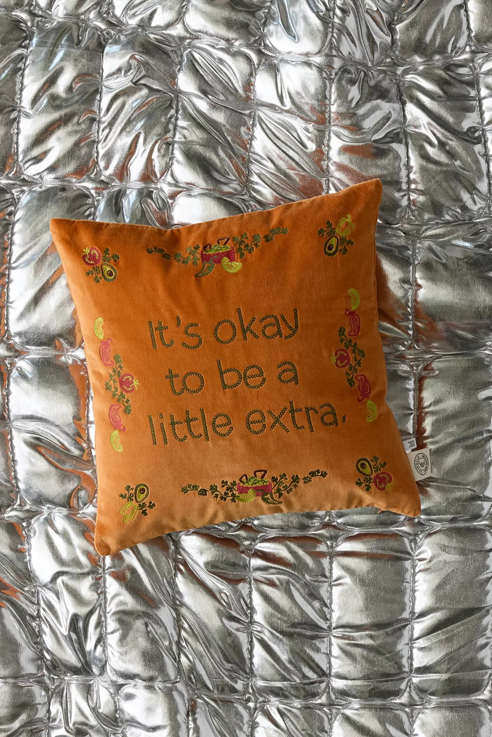 Chipotle UO Exclusive Extra Velvet Embroidered Throw Pillow | Urban Outfitters (US and RoW)