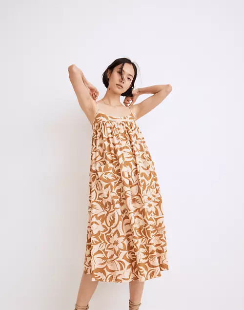 Linen-Blend Cami Midi Dress in Tropicale Floral | Madewell