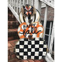 Halloween Door Hanger - Fall Pumpkin Decor Autumn Sign Wreath Personalized | Etsy (US)