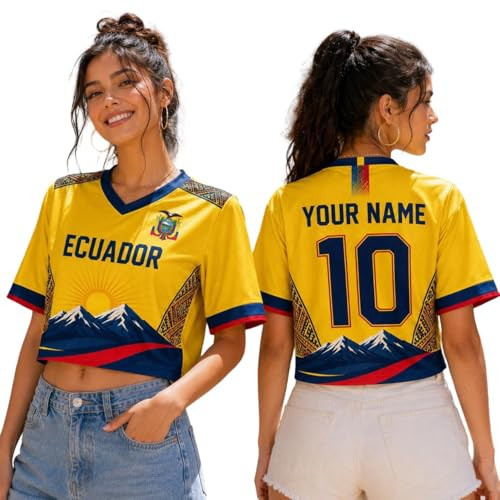 Custom Ecuador Crop Top Personalized Ecuadorian Women Soccer Jersey, Ecuador Shirt for Women Crop T-Shirt Fan Outfit | Amazon (US)