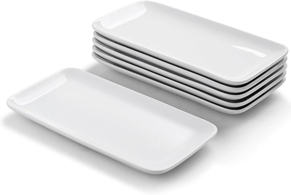 Small Rectangle Serving Platters Set of 6, Ceramic Serving Dishes 9 inch / 23 cm, White Serving T... | Amazon (CA)