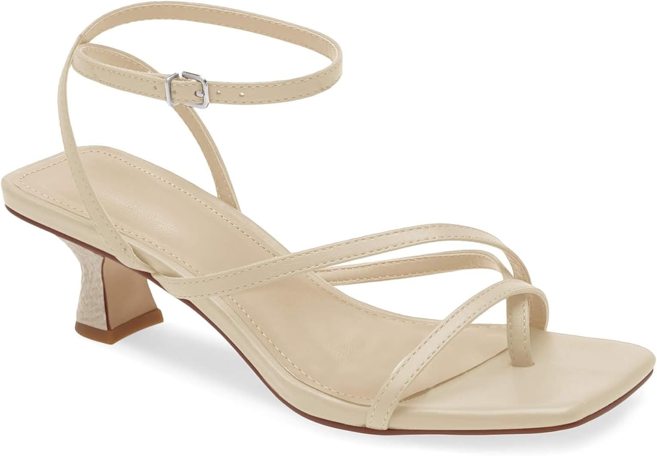 Juliet Holy Womens Strappy Sandals Kitten Heel Open Toe Slingback Ankle Strap Wedding Party Summe... | Amazon (US)