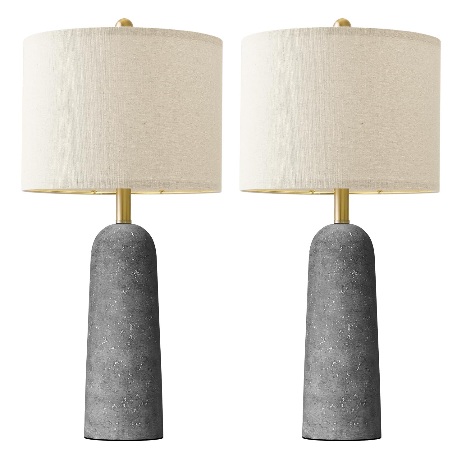 BOBOMOMO 27.25" Modern Table Lamp Set of 2, Gray Resin Lamp with Natural Stone Look, Lamps for Li... | Amazon (US)