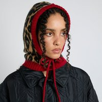 Damson Madder Leopard Intarsia-Knit Hood | The Hut (UK)