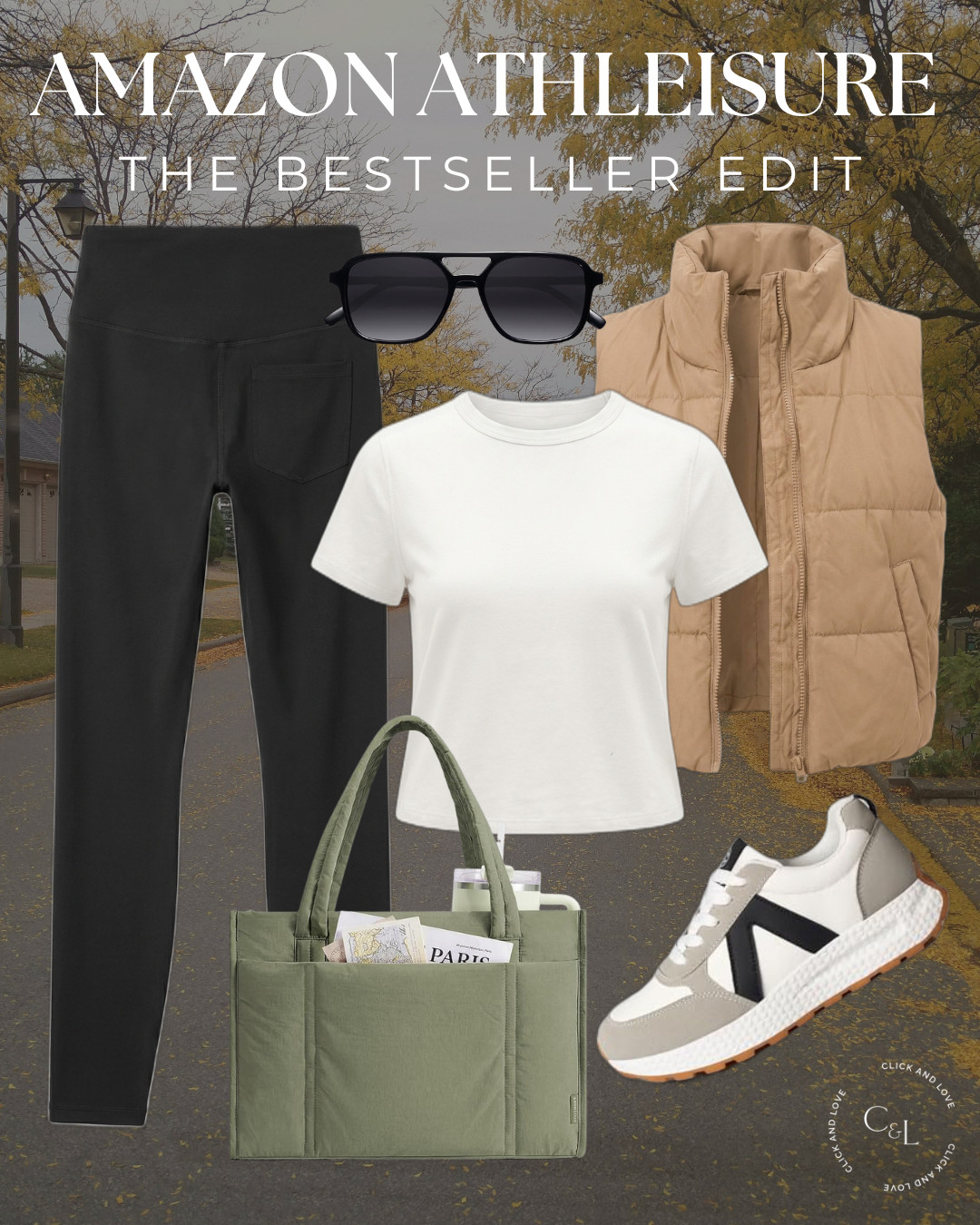 Black leggings with a back pocket, a white tee and a camel puffer vest. The olive puffer tote and color block sneakers add just enough color. My easy go-to for busy days! 

 #athleisure #amazonfashion #amazonfinds #leggings #blackleggings #puffervest #croppedvest #whitetee #puffertote #sneakers #falloutfit #fallstyle #momstyle #casualstyle #comfyoutfit #founditonamazon #LTKActive