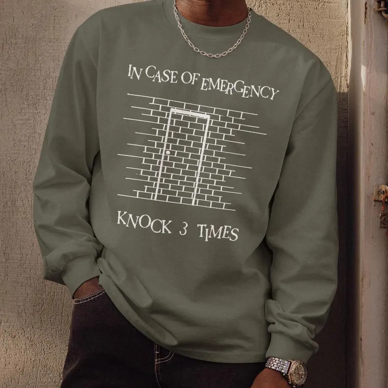 In Case of Emergency Door Knock 3 Times Premium Heavyweight Long Sleeve Tee, Beetlejuice T-shirt,... | Etsy (US)