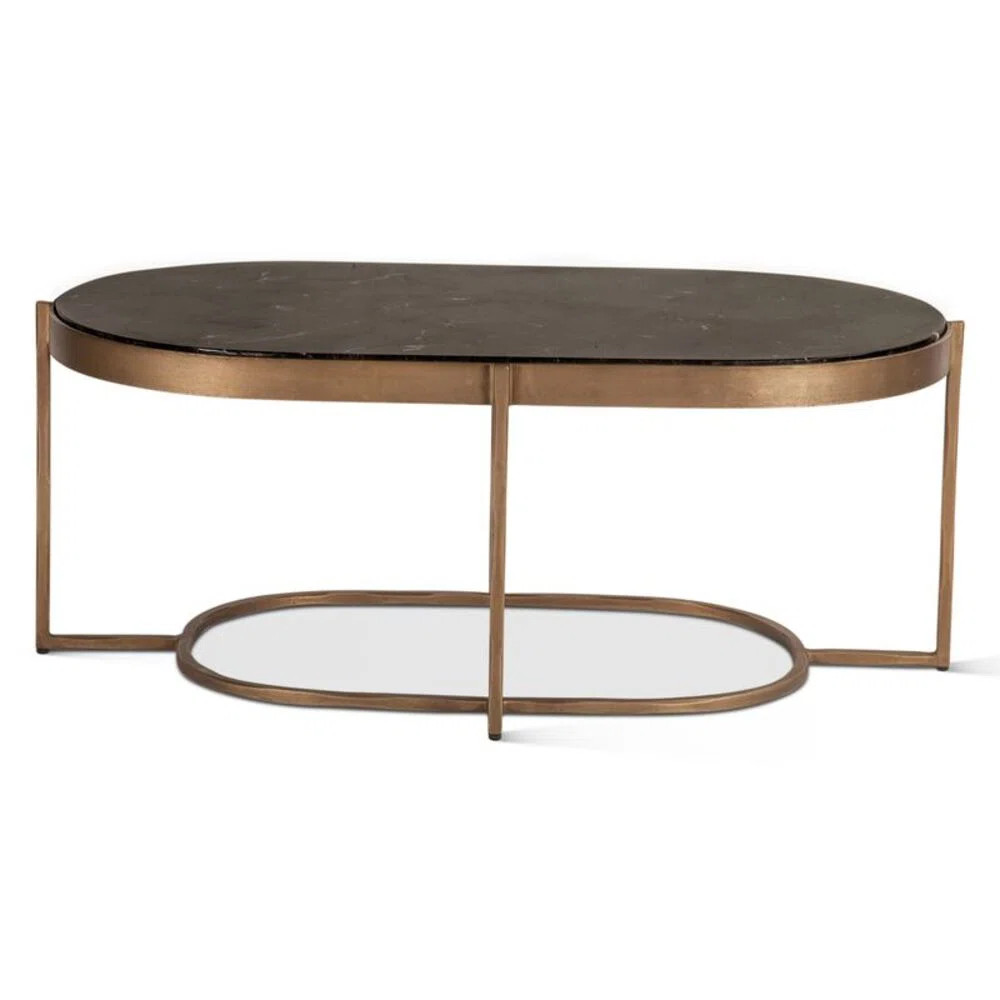 Kokomi 43" Coffee Table With Black Marble And Antique Brass Base | Wayfair North America