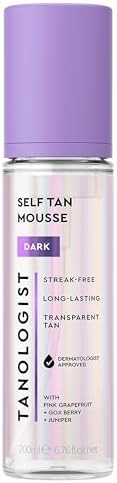 Tanologist Self Tanner Mousse, Dark Self Tan Mousse, Streak-Free, Natural Glow, No Fake Tan Smell... | Amazon (US)
