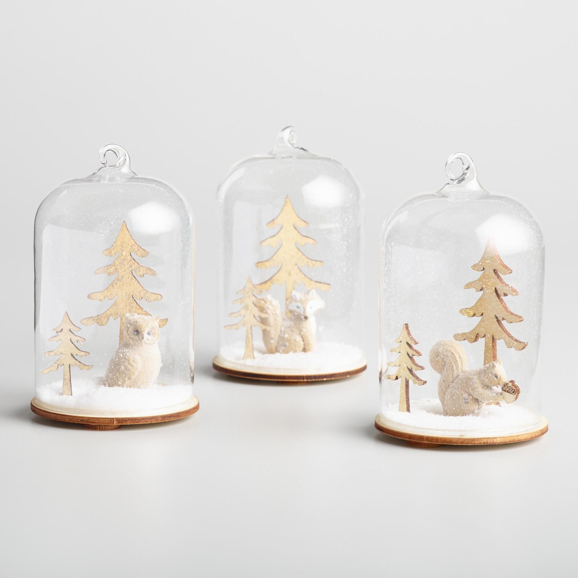 Glass Cloches with Winter Scenes Set of 3 | World Market
