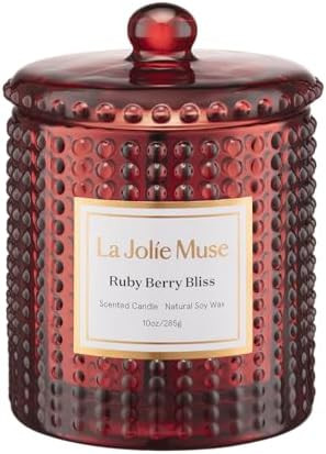 LA JOLIE MUSE Christmas Candle | Ruby Berry Bliss | Mandarin Cranberry & Plum | 10 oz Festive Can... | Amazon (US)