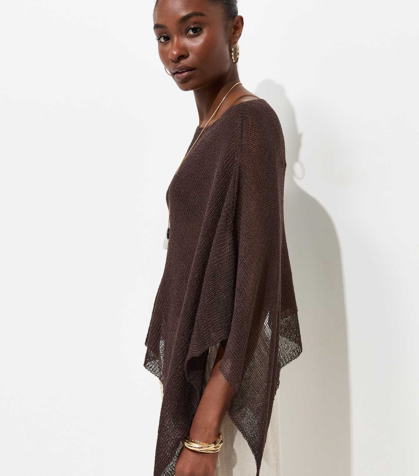 Dark Brown Knitted Poncho | New Look | New Look (UK)