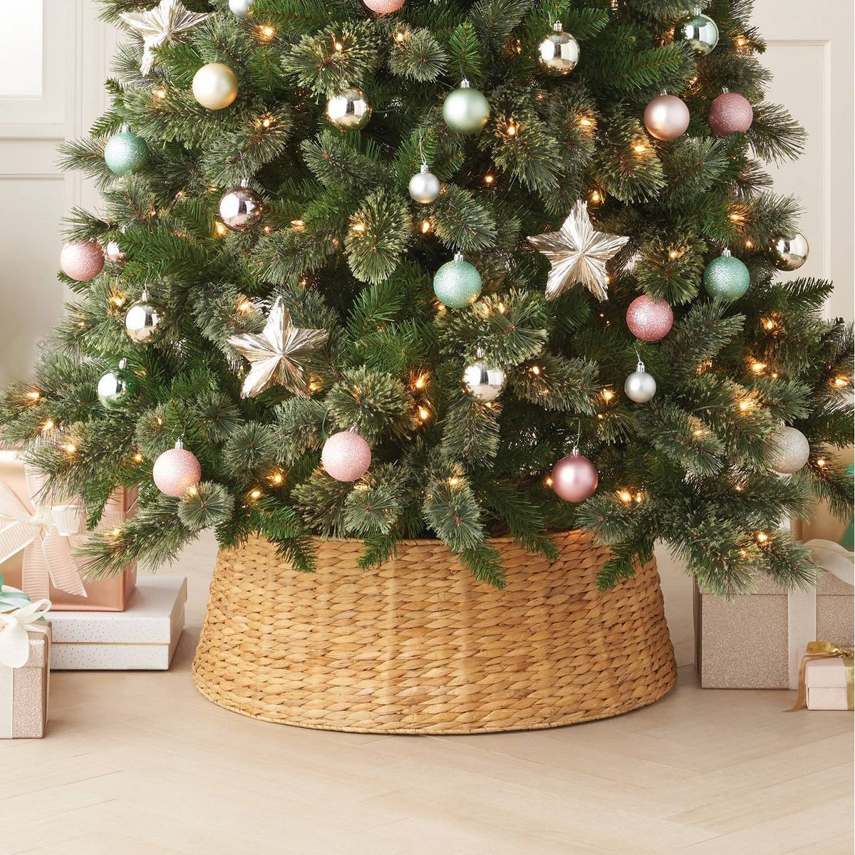 26" Woven Water Hyacinth Christmas Tree Collar Natural - Wondershop™ | Target