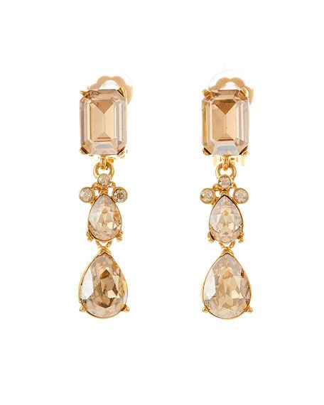 Oscar de la Renta Classic Crystal Small Clip-On Earrings | Neiman Marcus