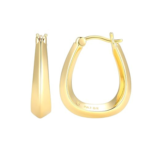 Amazon Essentials Gold Tone U-Shaped Hoop Earrings in Gold over Bronze, Yellow, 18.7mm | Amazon (US)