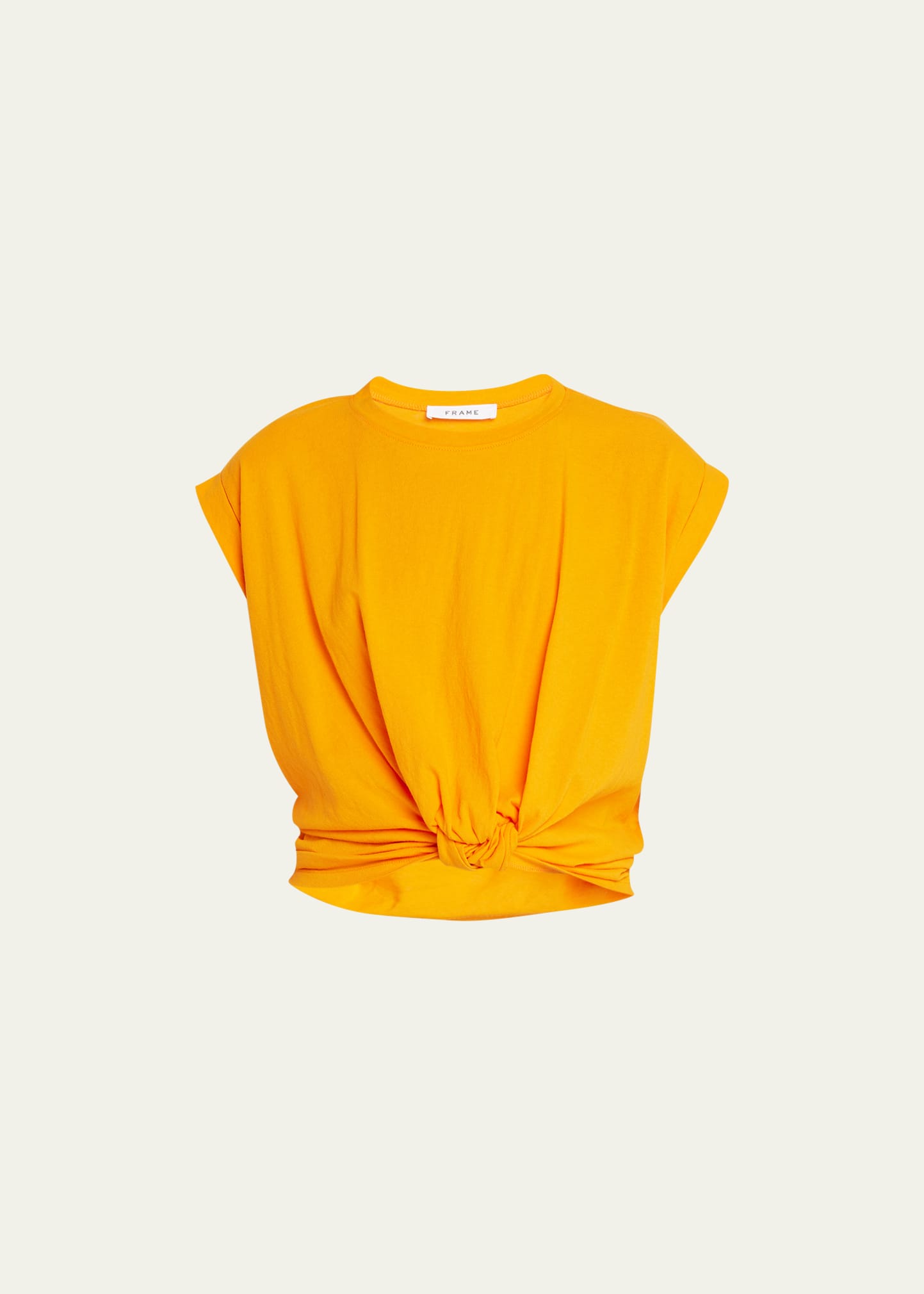 FRAME Knotted Roll-Sleeve Tee | Bergdorf Goodman