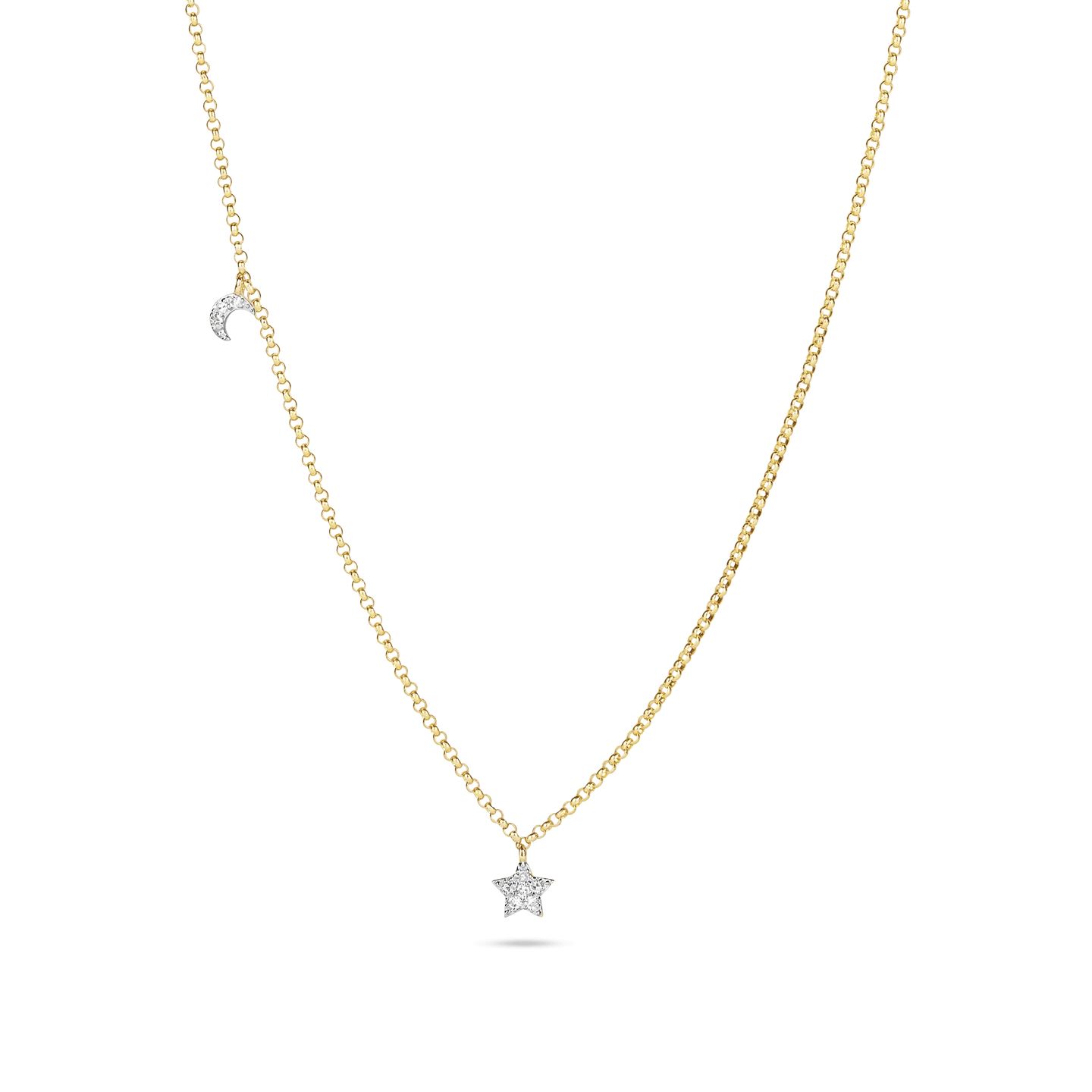 Moon and Star Pave Diamond Necklace | Stone & Strand