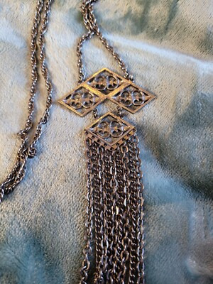 Gorgeous Vintage 23" Silver Tone Modern Mod Modernist Dangling Necklace | eBay US