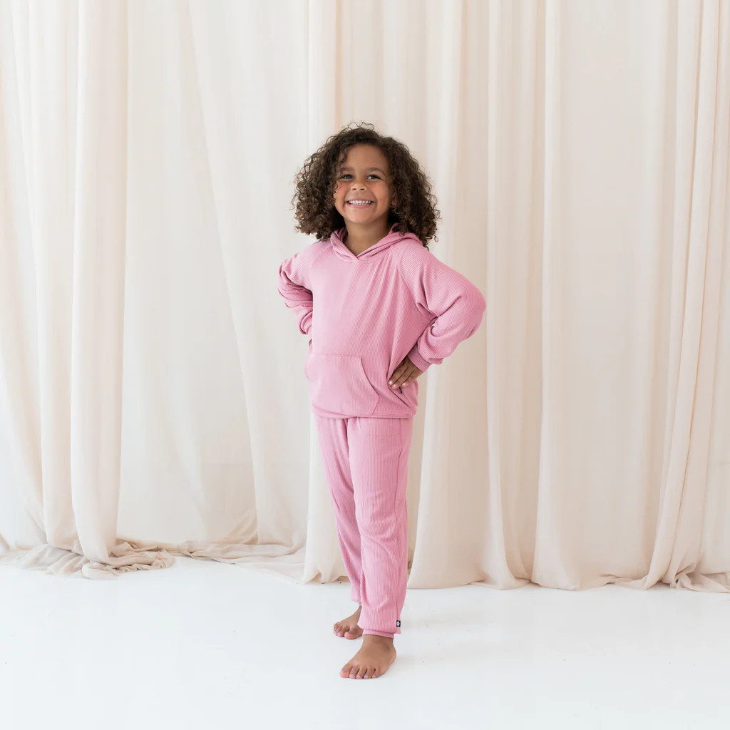 Ribbed Hoodie in Apple Blossom | Kyte Baby