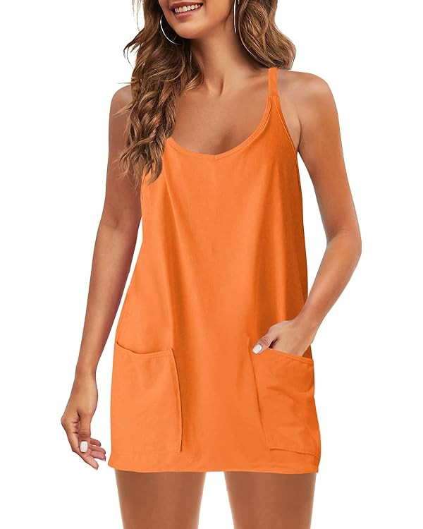 Panadila Womens Summer Sleeveless Mini Dress V Neck Spaghetti Strap Sundress Athletic Short Dress... | Amazon (US)