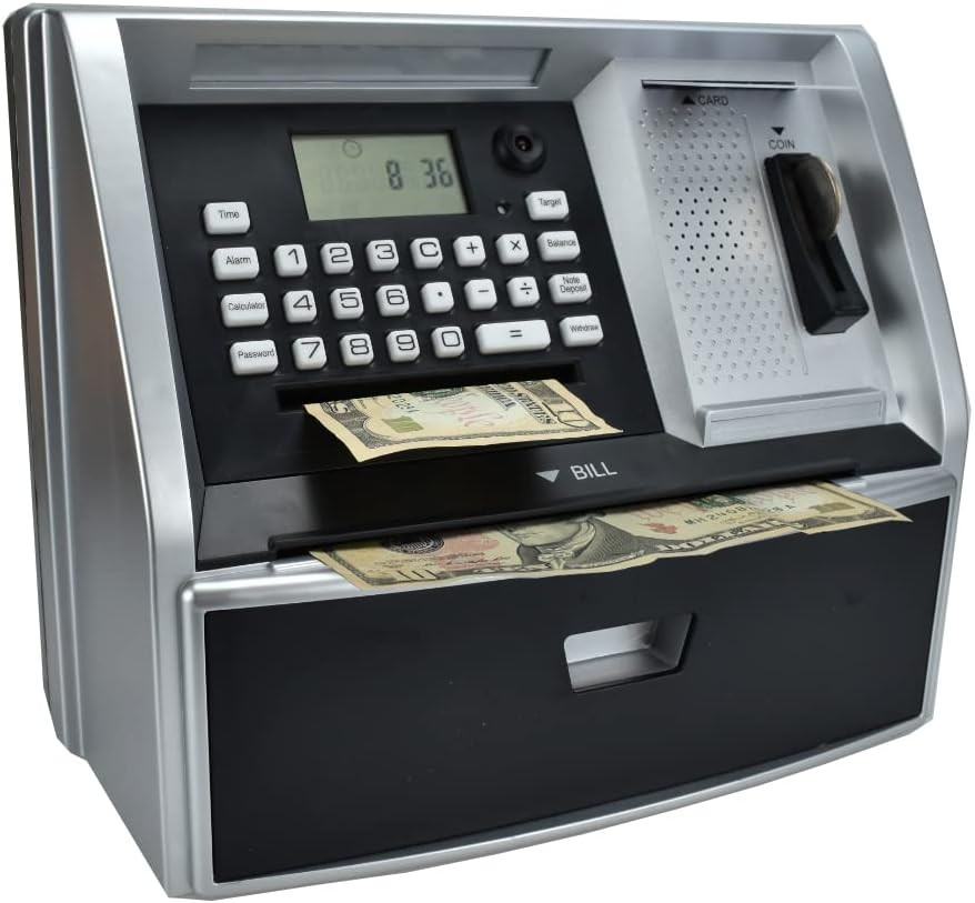 ATM Savings Bank with Debit Card , Electronic Piggy Bank for Real Money, Coin Recognition, Target... | Amazon (US)